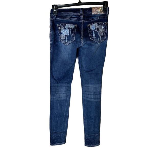 Grace In LA Skinny Women's Jeans Size 25 Embroidered Distressed Patched Denim - Picture 2 of 12